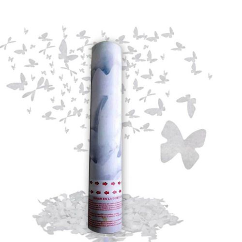 Cañon Confeti Mariposas Blancas Papel 30cm